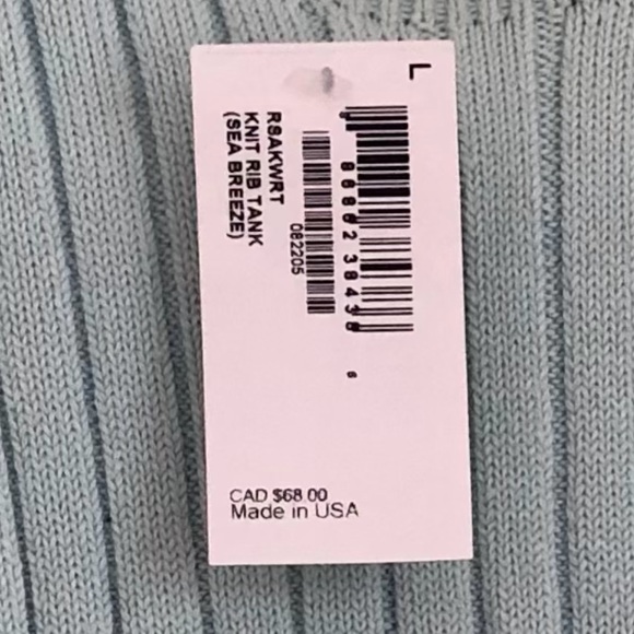 American Apparel Tiffany Blue/ Sea Breeze Knit Ribbed Tank Sz L - Picture 2 of 3